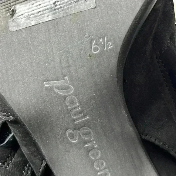 PAUL GREEN Black Leather Slingback Heel Open Toe Sandals Size 6.5 - Picture 7 of 8